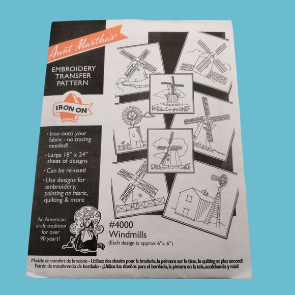Aunt Marthas Windmills Embroidery Transfer Pattern 4000 Iron On - Picture 1 of 4